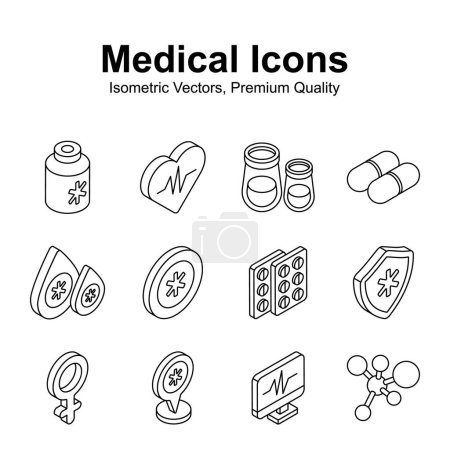 Get your hold on this beautiful designed medical and healthcare isometric icons