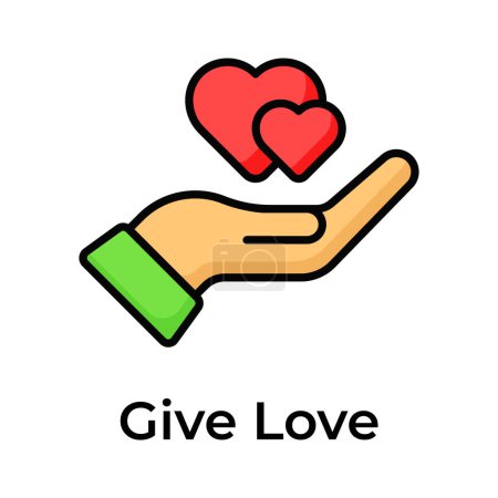Hearts on hands denoting concept icon of giving love, mothers day vector