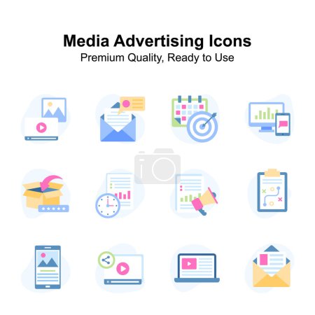 Illustration for Have a look at this amazing media and advertising icons set, unique vectors - Royalty Free Image