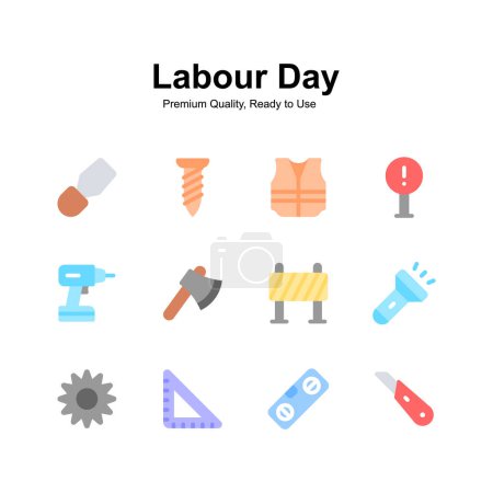 Labor day icons set, premium vectors ready to use
