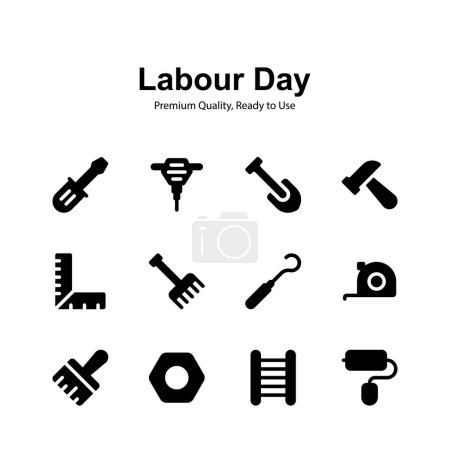 Pack of labor day icons in trendy design isolated on white background