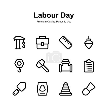 Get this creatively crafted unique icons of labor day in modern style