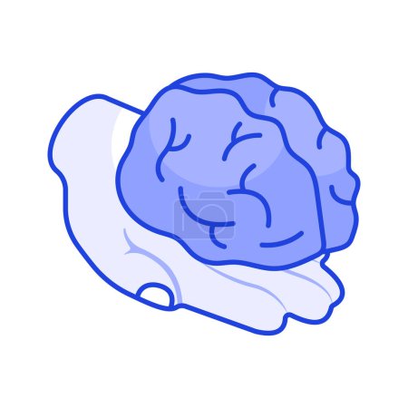Cerveau humain à portée de main, concept icône isométrique de l'intelligence artificielle cerveau