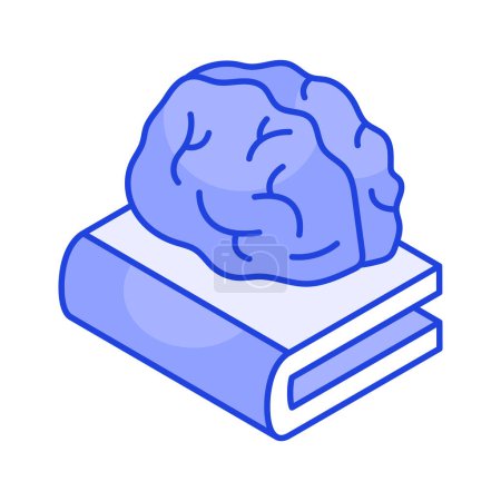 Human brain on book, artificial intelligence icon, premium vector