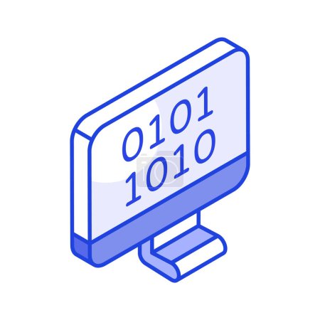 Premium isometric icon of binary coding in trendy style