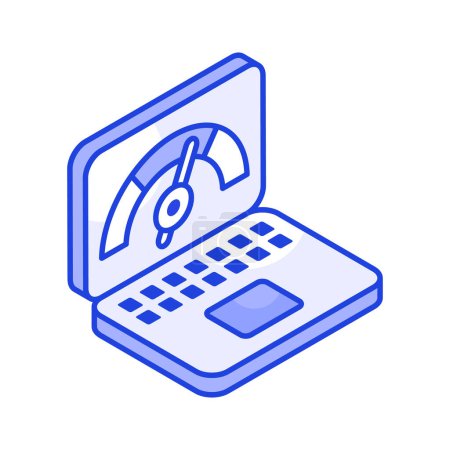 Illustration for Speedometer inside laptop screen, concept icon of laptop optimization - Royalty Free Image