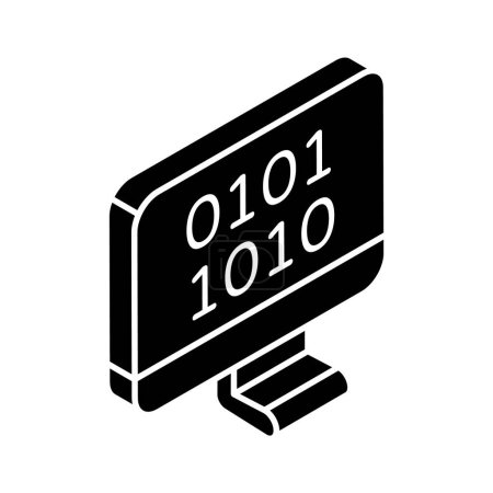 Premium isometric icon of binary coding in trendy style