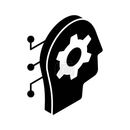 Brain simulation, artificial intelligence icon, premium vector