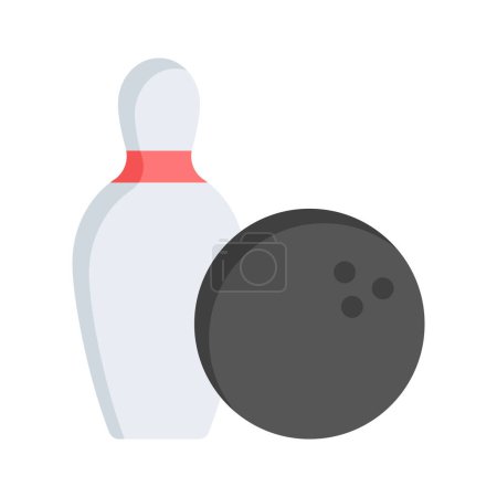 Skittle avec boule de bowling montrant icône concept de jeu de bowling