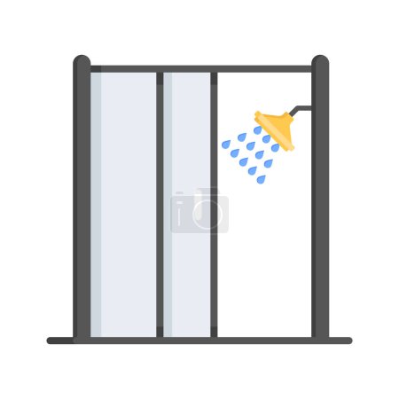 Téléchargez les illustrations : Jetez un oeil à cette icône plate magnifiquement conçu de salle de bains, vecteur de douche - en licence libre de droit