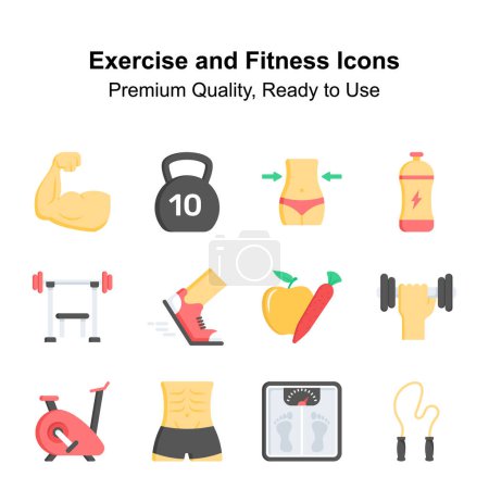 Mettez la main sur cet ensemble d'icônes d'exercice et de fitness magnifiquement conçu