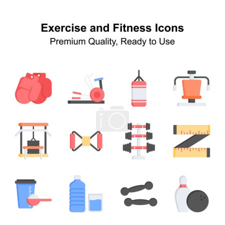 Ponga sus manos en este hermoso diseño de los iconos de ejercicio y fitness, vectores fáciles de usar