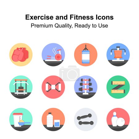 Get your hands on this beautifully designed exercise and fitness icons, easy to use vectors