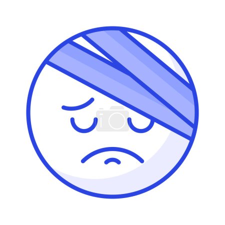Un icono increíble de emoji dolor, herido, triste, vector de expresiones