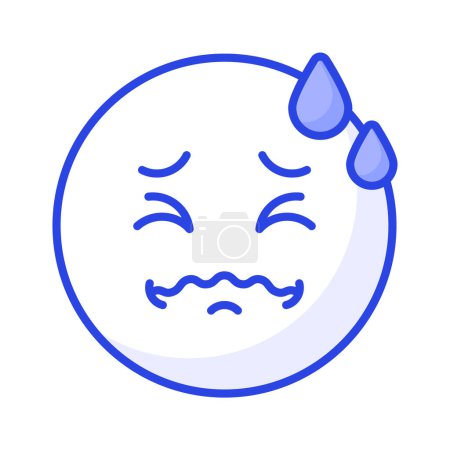 Expresión dolorosa, icono de moda del dolor emoji, vector editable