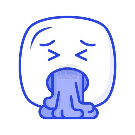 Get your hands on this trendy vomiting emoji icon design