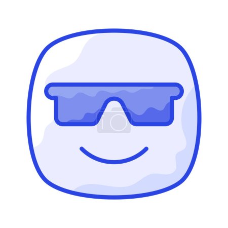 Brille auf Emoji-Gesicht zeigt Konzept-Symbol für cooles Emoji, stolzes Emoji