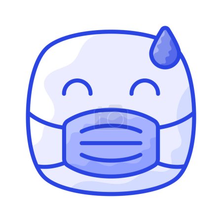 Ill diseño de vectores emoji, máscara facial en la cara emoji