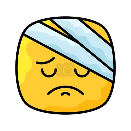 Une icône étonnante de douleur emoji, blessé, triste, vecteur d'expressions