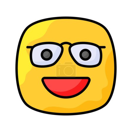 Illustration for Nerd emoji icon design, ready for premium use vector - Royalty Free Image