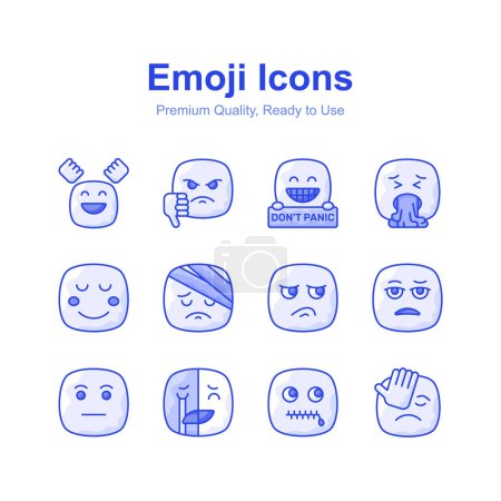 Cute emoji expressions, emoticons icons set