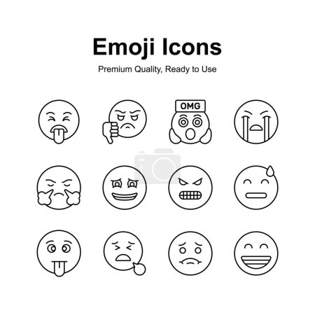 Téléchargez les illustrations : Ensemble d'icônes emoji, design vectoriel d'expressions mignonnes - en licence libre de droit