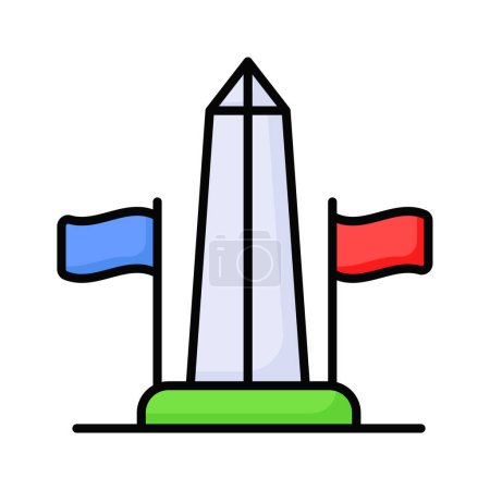 Ilustración de Icono de estilo plano bien diseñado del monumento de Washington, monumento de los estados unidos - Imagen libre de derechos