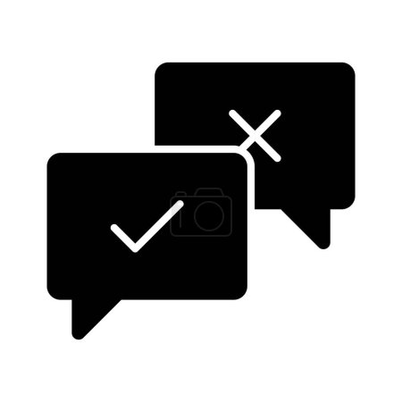 Chat bubbles with checkmark and cross signs, concept icon of controversy
