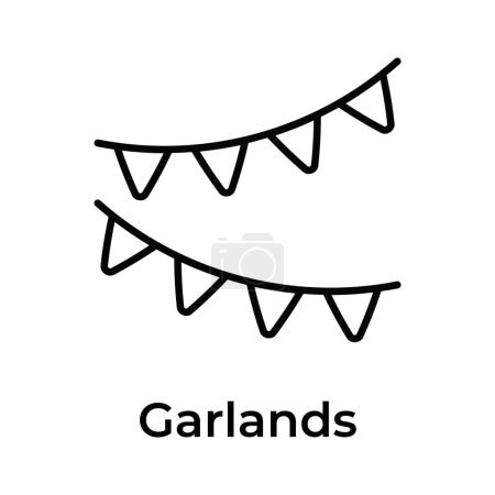 Get this visually perfect icon of garlands, decoration equipment