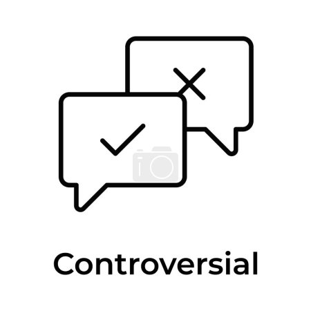 Chat bubbles with checkmark and cross signs, concept icon of controversy
