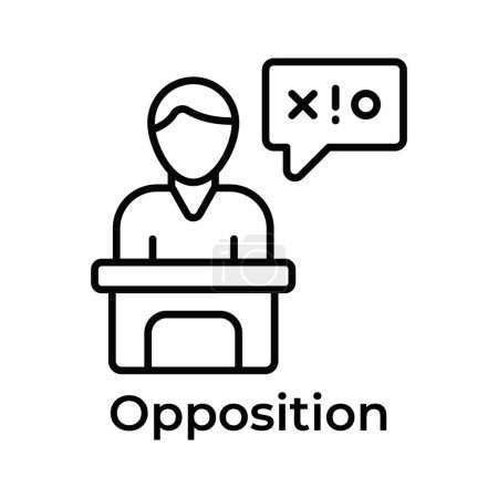 Conception vectorielle de discours d'opposition, icône unique et à la mode