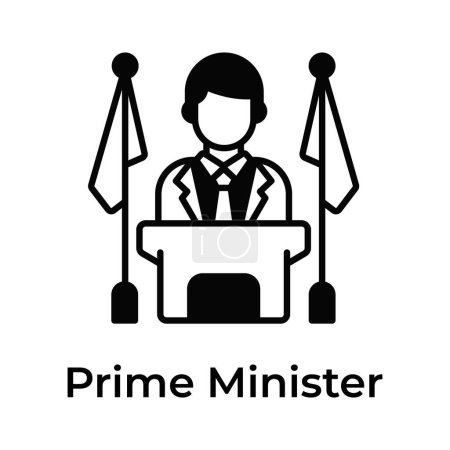 Visually appealing icon of prime minister in trendy style, ready for premium use