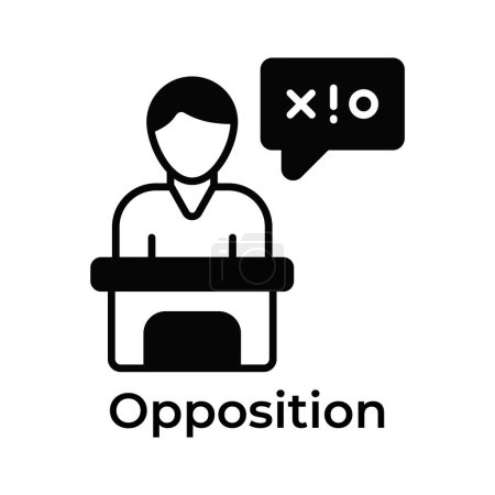 Conception vectorielle de discours d'opposition, icône unique et à la mode