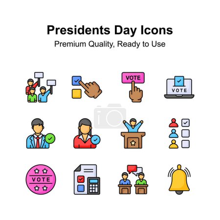 Illustration for Get your hands on presidents days icons set, ready to use in websites and mobile apps - Royalty Free Image
