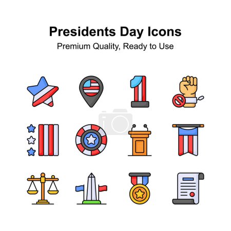 Creatively crafted presidents day icons set, customizable vectors