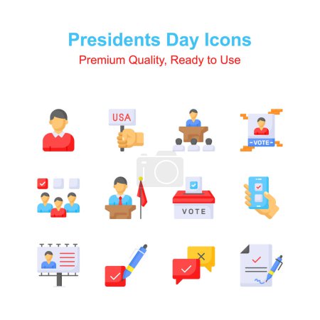 Ilustración de Conjunto de iconos visualmente atractivos del día de los presidentes, listo para usar en sus sitios web y aplicaciones móviles - Imagen libre de derechos