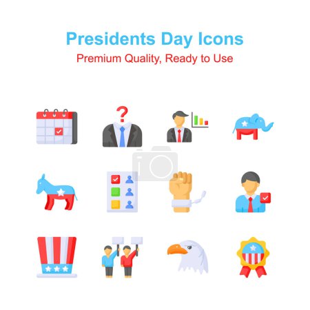 Pack d'icônes du jour des présidents dans un style branché, facile à utiliser et à télécharger