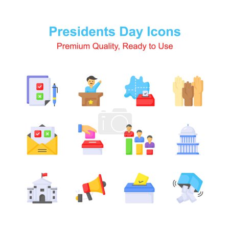 Ilustración de Conjunto de iconos del día de los presidentes, vectores premium listos para usar - Imagen libre de derechos
