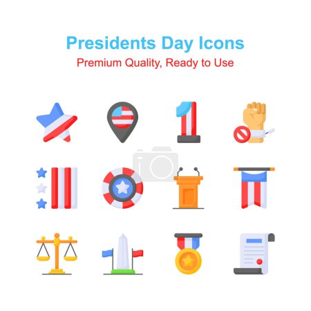 Creativamente elaborado presidentes día iconos conjunto, vectores personalizables