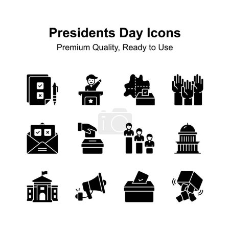 Symbole für den Tag des Präsidenten gesetzt, Premium-Vektoren einsatzbereit