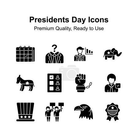 Ilustración de Pack de iconos de día de presidentes en estilo de moda, fácil de usar y descargar - Imagen libre de derechos