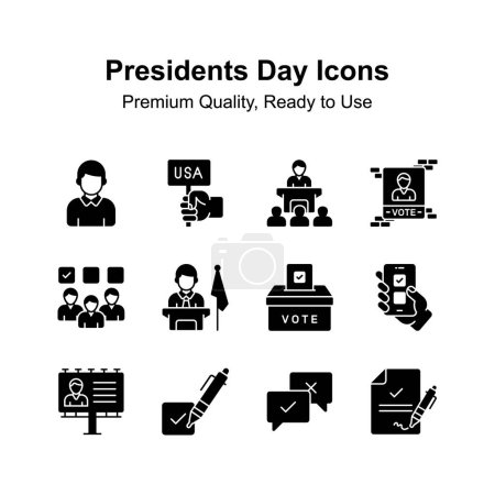 Optisch ansprechende Symbole für den Tag des Präsidenten, bereit zur Verwendung in Ihren Webseiten und mobilen Apps