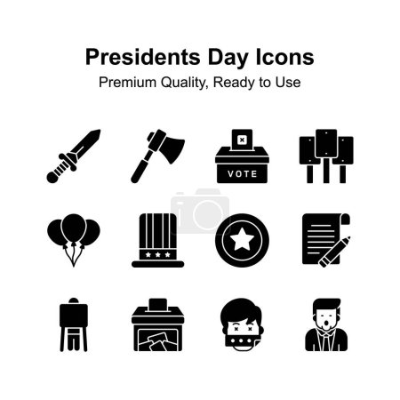 Werfen Sie einen Blick auf dieses sorgfältig gestaltete Präsidenten Day Icons Set