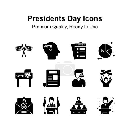 Visually perfect presidents day icon set, customizable vectors