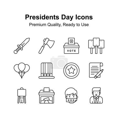 Echa un vistazo a este cuidadosamente elaborado día de los presidentes iconos conjunto