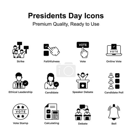 Conjunto de iconos de días de presidentes, listo para usar en sitios web y aplicaciones móviles