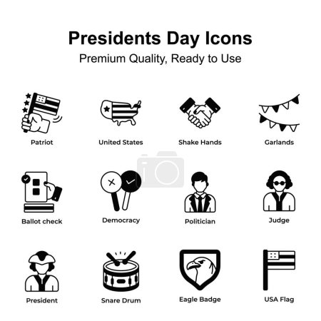 Pixel conjunto de iconos perfectos del día del presidente, día de las elecciones americanas