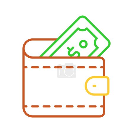 Cash wallet, icon of wallet having banknote in editable style