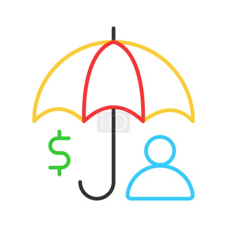 Money bag under umbrella, a concept of financial insurance icon in modern style