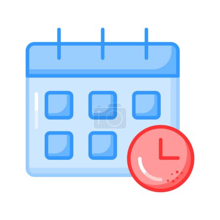 Illustration for Check this beautifully designed vector of calendar with clock, premium icon of planner - Royalty Free Image
